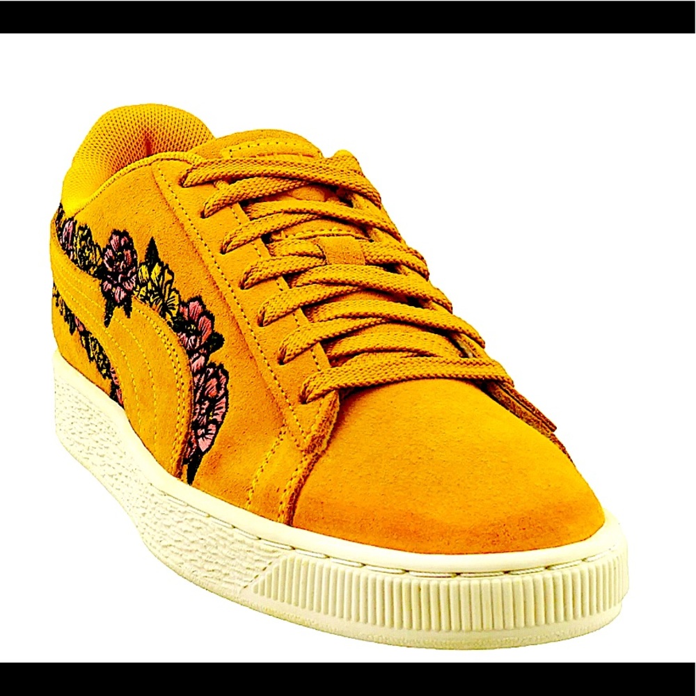 Suede TOL Embroidery Floral Lace Up Puma Sneakers - Picture 1 of 2